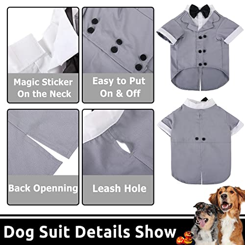 SUNFURA Large Dog Tuxedo Dog Suit, Dog Gentleman Costume Party Suit with Bow Tie Shirt for Halloween Christmas, Formal Pet Wedding Attire for Large Medium Dogs Golden Retriever Samo Husky Bulldogs