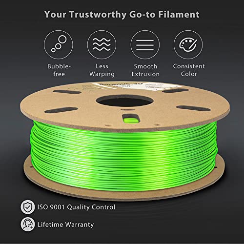 PLA Glow in The Dark Green PLA and Silk PLA Neon Green Bundle, 3D Printing Filament 1.75mm, Dimensional Accuracy +/- 0.05 mm