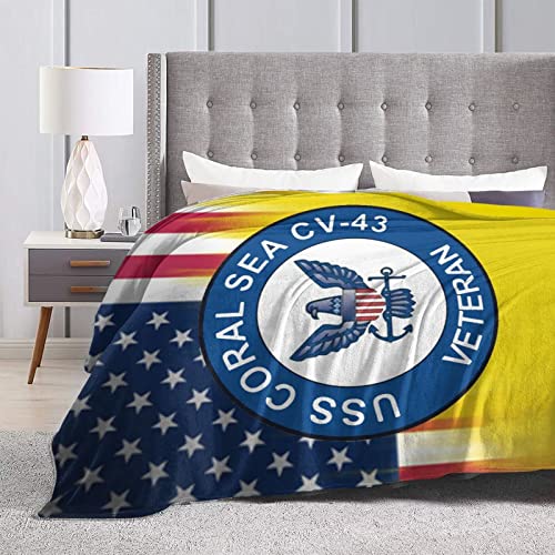 USS Coral Sea Cv-43 Flannel Abstract Throw Blanket, Super Soft Fleece Decorative Blankets Fuzzy Microfiber Blanket for Couch Bed Sofa
