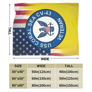 USS Coral Sea Cv-43 Flannel Abstract Throw Blanket, Super Soft Fleece Decorative Blankets Fuzzy Microfiber Blanket for Couch Bed Sofa