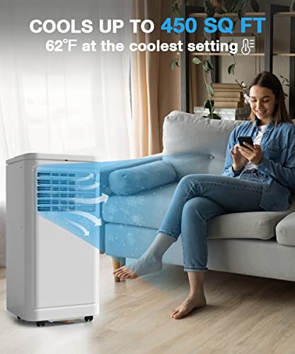 Joy Pebble Portable Air Conditioner, 10000 BTU for Room up to 450 sq. ft, Portable AC with Dehumidifier & Fan, 2 Fan Speeds, 24H Timer, Remote Control, Energy Efficiency