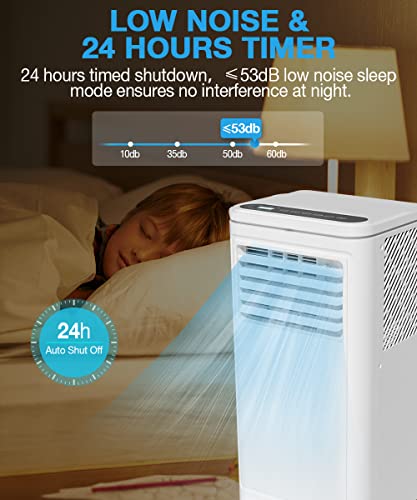 Joy Pebble Portable Air Conditioner, 10000 BTU for Room up to 450 sq. ft, Portable AC with Dehumidifier & Fan, 2 Fan Speeds, 24H Timer, Remote Control, Energy Efficiency