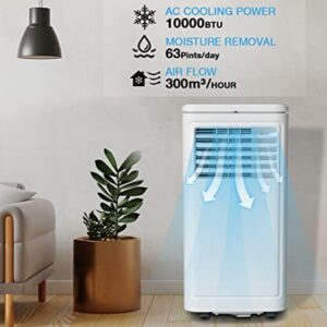 Joy Pebble Portable Air Conditioner, 10000 BTU for Room up to 450 sq. ft, Portable AC with Dehumidifier & Fan, 2 Fan Speeds, 24H Timer, Remote Control, Energy Efficiency