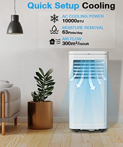 Joy Pebble Portable Air Conditioner, 10000 BTU for Room up to 450 sq. ft, Portable AC with Dehumidifier & Fan, 2 Fan Speeds, 24H Timer, Remote Control, Energy Efficiency