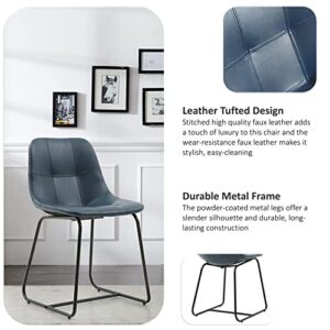 Locus Bono Faux Leather Dining Chairs, Modern Mid Century Side Chairs for Dining Room,Living Room or Kitchen, Set of 2 (Navy - Set of 2)