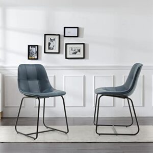 Locus Bono Faux Leather Dining Chairs, Modern Mid Century Side Chairs for Dining Room,Living Room or Kitchen, Set of 2 (Navy - Set of 2)