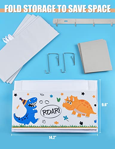 WERNNSAI Dinosaur Door Hanging Organizer - Over Door Storage with 4 Large Pockets 3 Clear Small Pockets for Kids 49” x 14” x 5” Baby Storage Toys Towels Sundries for Children Room Bedroom Kitchen