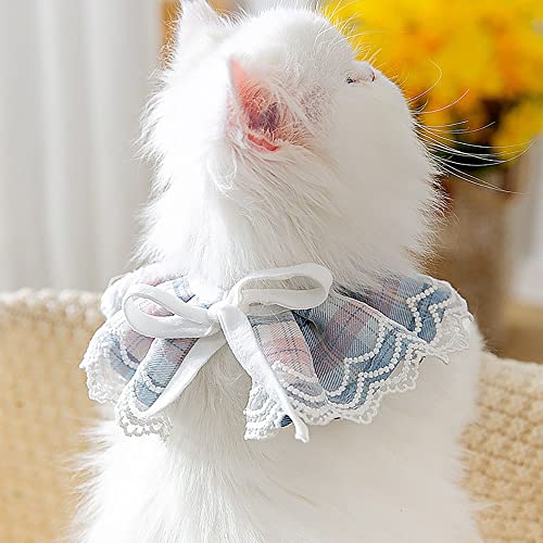 Aimondow Dog Cat Bandana, Cute Bowtie Cat Dog Collar, Soft Adjustable Bandana for Small Cat and Dog, Birthday Scarf for Pet Puppy Kitten, Cat Dog Lace Bib Scarf, Pets Bandana Accessories (Pink)