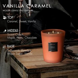 HomeLights Highly Scented Candles, Big 33.3 oz for Home, Natural Soy Aromatherapy Candles, Smokeless Long Lasting 130 hrs with 3 Cotton Wicks, Candles Gifts for Women & Men - Vanilla Caramel