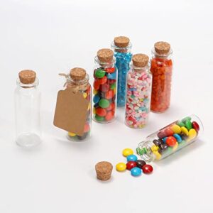 50 Pcs 20ml Mini Glass Bottles with Cork Stoppers, 29x64mm DIY Decoration Tiny Glass Jars, Mini Vials Cork, Message Wishing Bottle with Label Tags and String for Arts Crafts, Decoration, Party Favors