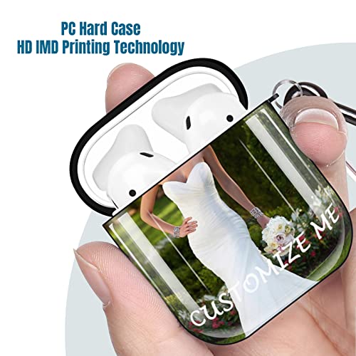 Custom AirPods 2 & 1 Case, Design Your AirPods Case with Photo/Text/Name, Top and Bottom Separated Hard PC Shockproof Protective Personalized Keychain Airpods Cover for Men and Women