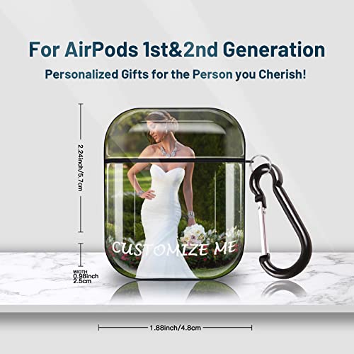 Custom AirPods 2 & 1 Case, Design Your AirPods Case with Photo/Text/Name, Top and Bottom Separated Hard PC Shockproof Protective Personalized Keychain Airpods Cover for Men and Women