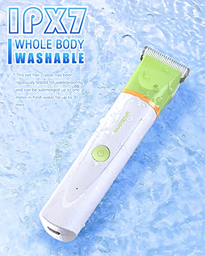 unibono Dog Cat Grooming Kit, All-in-One Low Small Noise Paw Trimmer Electric Puppy Hair Clippers Rechargeable Cordless IPx7 Waterproof Claw Trimmer Shaver Nail Grinder for Small to Medium Pet