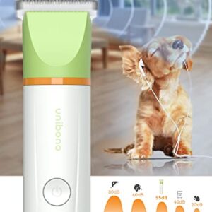 unibono Dog Cat Grooming Kit, All-in-One Low Small Noise Paw Trimmer Electric Puppy Hair Clippers Rechargeable Cordless IPx7 Waterproof Claw Trimmer Shaver Nail Grinder for Small to Medium Pet