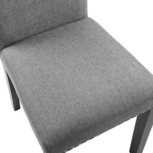 NOBPEINT Fabric Dining Chairs Upholstered Kitchen Chairs with Solid Wood Legs, Set of 2 (Gray)