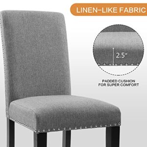 NOBPEINT Fabric Dining Chairs Upholstered Kitchen Chairs with Solid Wood Legs, Set of 2 (Gray)