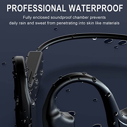 Bone-Conduction Earphone Wireless Bluetooth 5.0 Open Ear Headphones Noise-canceling Mic Business Headset Waterproof Sports Headphones for Workout,Running,Hiking,Cycling,Swimming (Black)