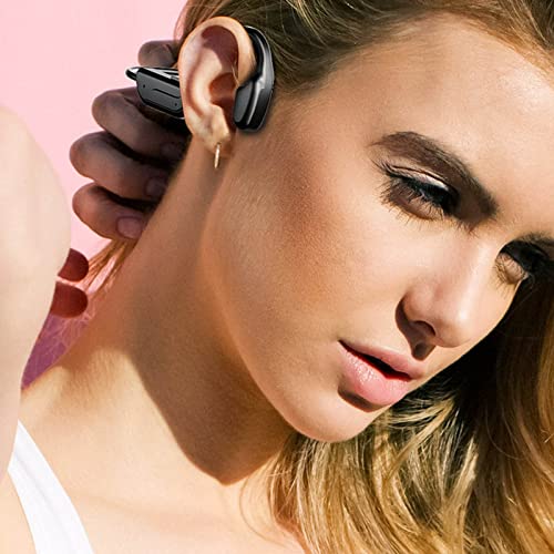 Bone-Conduction Earphone Wireless Bluetooth 5.0 Open Ear Headphones Noise-canceling Mic Business Headset Waterproof Sports Headphones for Workout,Running,Hiking,Cycling,Swimming (Black)