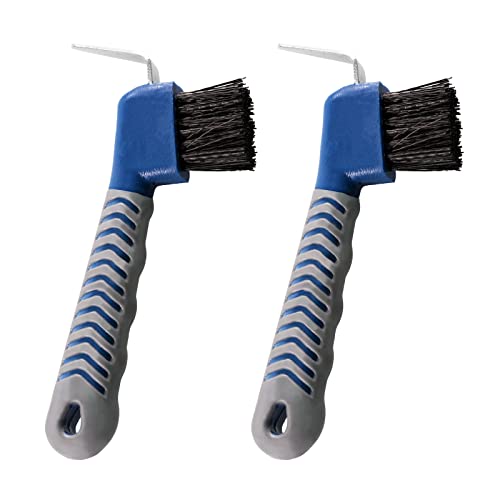 Harrison Howard 2Pack Horse Hoof Pick Brushes with Comfortable Rubber Handle