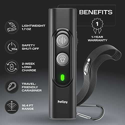 PetSpy N10 Ultrasonic Dog Bark Deterrent, 2 Frequency Modes, Barking Control Device for Indoor and Outdoor with 16 Feet Range, Bark Deterrent Dog Trainer with Training Cards