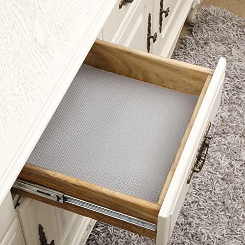 Hersvin Shelf Liner, 20" x20' Non-Adhesive Drawer Liners EVA Kitchen Cupboard Cabinet Covering Undersink Mat Washable Fridge Lining Paper for Home Office (Light Gray/Dot)