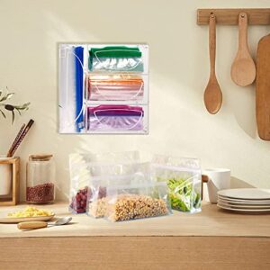 Chris.W Ziplock Bag Organizer for Drawer, Acrylic Wall Mount & Countertop Baggie Box Plastic Food Bag Storage Holders, Compatible with Sandwich, Gallon, Quart & Snack Variety Size Bags (Clear)