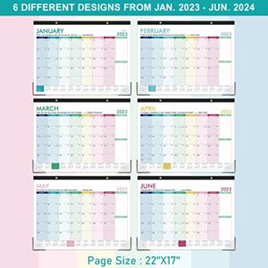 2023-2024 Desk Calendar - Large Desk/Wall Calendar 2023-2024, 2-in-1, 22" x 17", Jan.2023 - Jul.2024, Thick Paper with Corner Protectors, Large Ruled Blocks - Colorful Lump