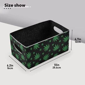 Leaves Storage Basket Felt Storage Bin Collapsible Storage Box Cloth Baskets Containers Organizer for Kids Bedroom Magazine