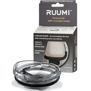 ruumi® nose recess tumbler lid (black) – compatible with 20 oz yeti rambler, ozark trail, swig – see chart for other brands/sizes