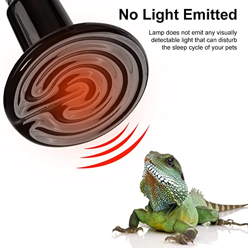 HOSITARK Terrarium Heat Lamp for Reptile, Reptile Heat Light for Bearded Dragon, 75W Ceramic Heater Emitter for Chameleon, Chicks, 2 Pack