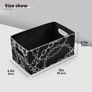 Metal Chain Storage Basket Felt Storage Bin Collapsible Towel Storage Convenient Box Organizer for Pet Supplies Magazine