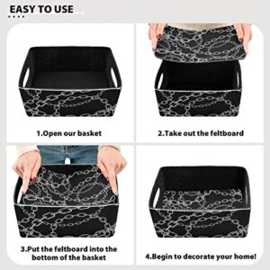 Metal Chain Storage Basket Felt Storage Bin Collapsible Towel Storage Convenient Box Organizer for Pet Supplies Magazine