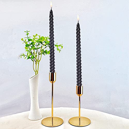 10 inch Black Taper Candles Set of 4,Dripless Long Candle Sticks,8 hrs Clean Burning Unscented Tapered Candles,Glossy Halloween Candles,Candlesticks for Wedding,Dinner