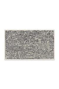 ruggable x keith haring washable rug - perfect area rug for living room bedroom kitchen - child friendly - stain & water resistant - freestyle black & ivory 3'x5' (standard pad)