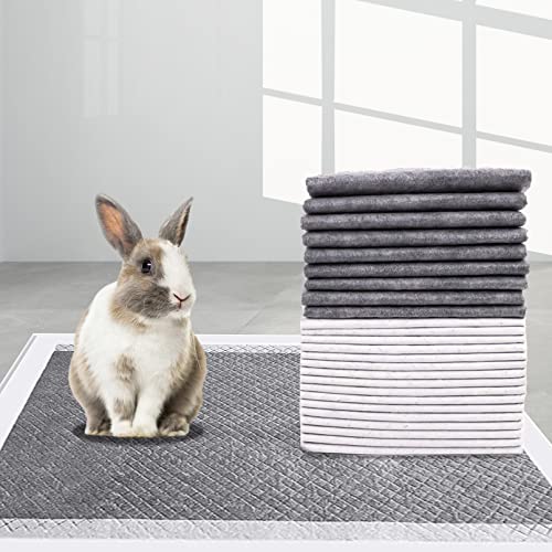 PINVNBY Rabbit Pee Pads,100 Pieces Disposable Cage Liners Black Carbon Super Absorbent Odor-Control,Bunny Potty Training Pad with Quick-Dry Surface for Cat Puppy Kitten Hamsters Chinchillas