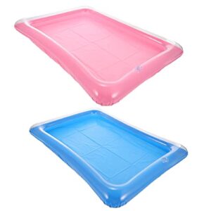 food tray 2pcs luau inflatable serving bars ice buffet salad serving trays for indoor outdoor beach luau party, picnic, and pool party party cooler