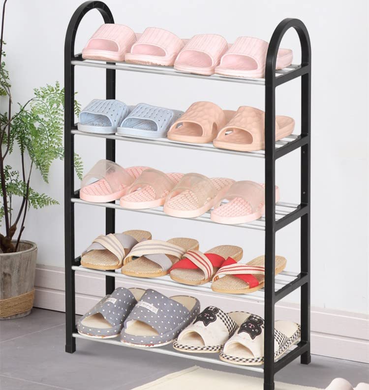 GILIGEGE 5-Layer Shoe Rack, Multi-Layer Assembly Simple Shoe Rack, Household Multifunctional Shoe Rack, Simple, Practical and Economical Shoe Cabineta Storage Pink Dish Rack (White, One Size)