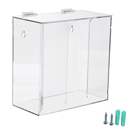 Aphbrada Small Trash Bag Dispenser Roll Holder with Lid, Wall Mount Acrylic Organizer Dispenser Roll Holder for Grocery Bag, Plastic Bag, Garbage Bag, Wastebasket Bin Liners, Clear