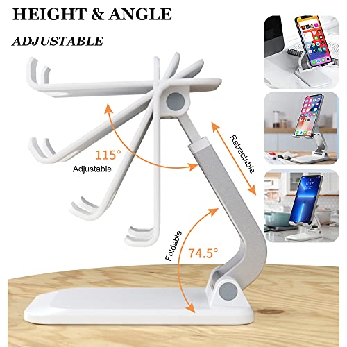 2-Pack Foldable Phone Stand for Desk, Adjustable Height Angle Phone Holder, Portable Desktop Cell Phone Stand iPhone Stand Phone Cradle Mount Dock Compatible with Smartphones/Tablets