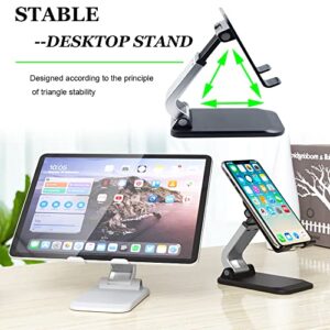 2-Pack Foldable Phone Stand for Desk, Adjustable Height Angle Phone Holder, Portable Desktop Cell Phone Stand iPhone Stand Phone Cradle Mount Dock Compatible with Smartphones/Tablets