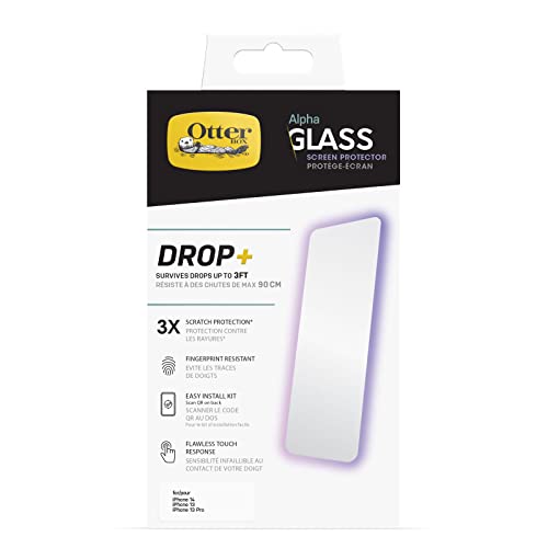 OtterBox ALPHA GLASS SERIES ANTIMICROBIAL Screen Protector for iPhone 14, iPhone 13 & iPhone 13 Pro