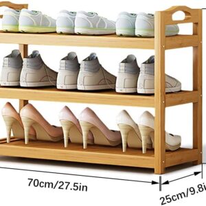 FEACM Bamboo Shoe Rack, 3-Tier Shoes Storage Organizer, Shoe Shelf for Entryway Boots Closet Free Standing Doorway, 70 x 25 x 51cm