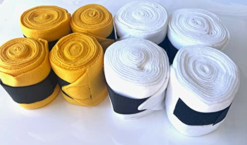 Fleece Horse Polo Wraps Set of 4 Bandages (Yellow)