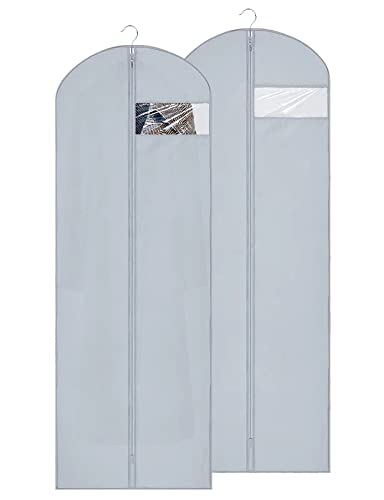 LuckyCheer Dress Bags for Gowns Long, 65'' Long Dress Clear Garment Bag (Set of 2, 23.3'' X 65'')