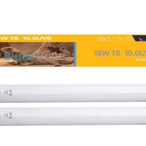 2 Pack 18W-Watt T8 Reptile Light Desert UVA UVB 10.0 Fluorescent Tube - 24" Terrarium Hood Light Suitable for Desert Reptile Lizards Bearded Dragons & More Promotes Natural Behavior UVB Bulb (24 Inch)