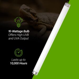 2 Pack 18W-Watt T8 Reptile Light Desert UVA UVB 10.0 Fluorescent Tube - 24" Terrarium Hood Light Suitable for Desert Reptile Lizards Bearded Dragons & More Promotes Natural Behavior UVB Bulb (24 Inch)