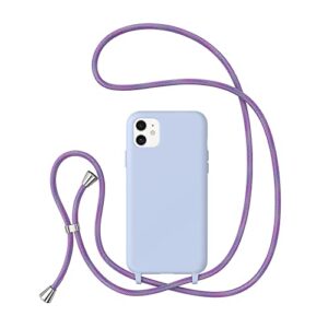 ztofera crossbody case for iphone 11,iphone 11 with lanyard strap protective case adjustable neck rope liquid silicone soft cover for iphone 11 6.1 inch,violet