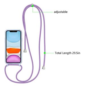 ZTOFERA Crossbody Case for iPhone 11,iPhone 11 with Lanyard Strap Protective Case Adjustable Neck Rope Liquid Silicone Soft Cover for iPhone 11 6.1 Inch,Violet