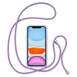 ZTOFERA Crossbody Case for iPhone 11,iPhone 11 with Lanyard Strap Protective Case Adjustable Neck Rope Liquid Silicone Soft Cover for iPhone 11 6.1 Inch,Violet