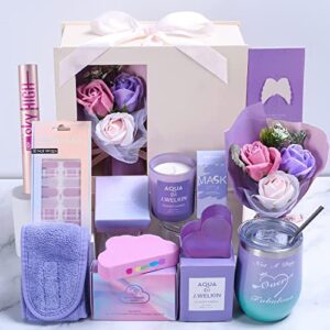 aygxu birthday gifts for women,graduation gifts,gift basket for women, gifts for her girlfriend mom,bridesmaid gifts, wine tumbler gift set, relaxing spa gift box basket, care package gift set.